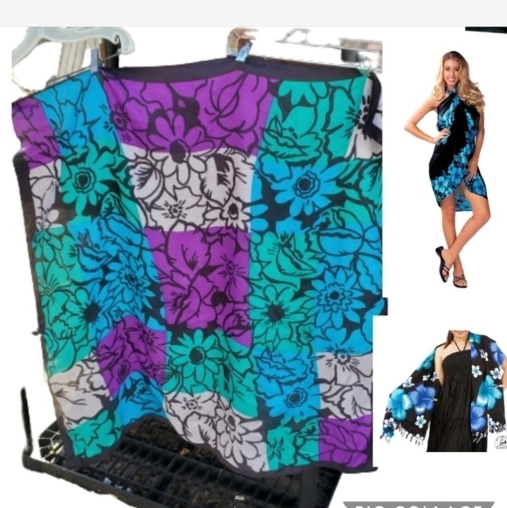 Purple floral sarong/‎ scarf